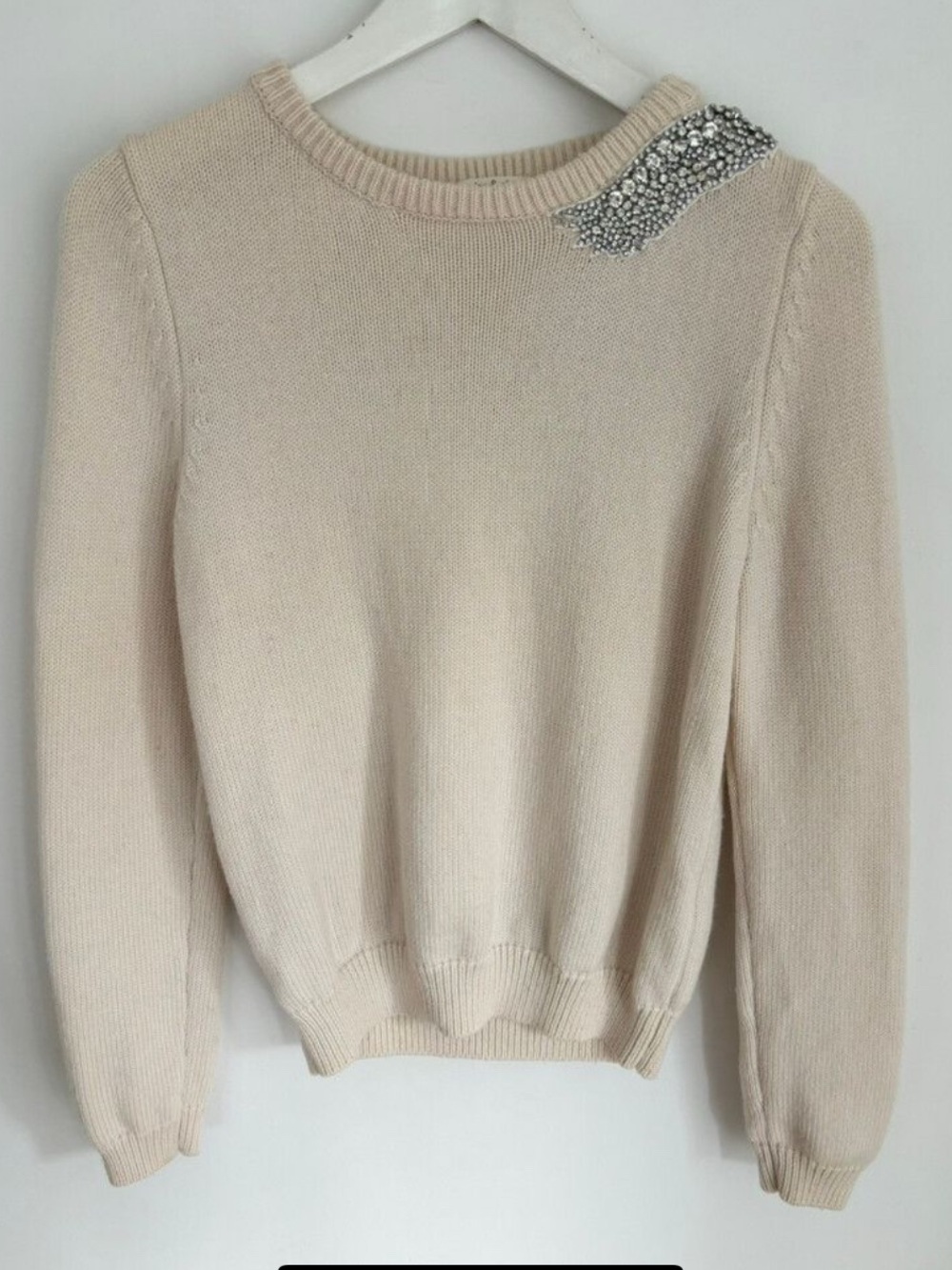 BA&SH Paris  Bejeweled Wool And Cashmere Oatmeal Sweater Size 1 S?